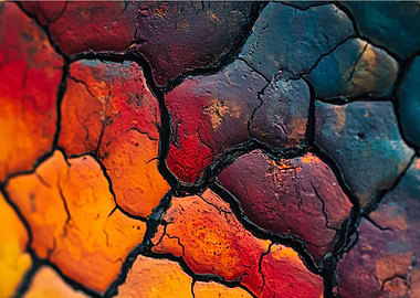 Molten Heart – Cracks of Flame and Stone - Abstract Cracked Paint