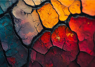 Seared Horizons – Cracks of Light and Depth - Cracked Paint Abstract