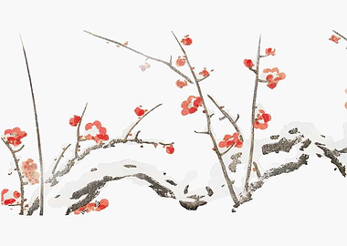 Red Plum Blossoms in Winter