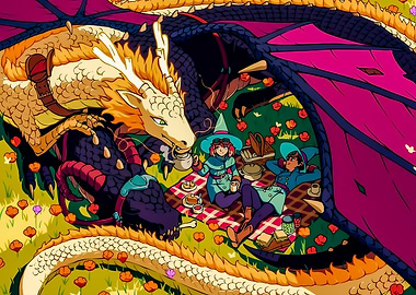 Dragon Picnic with Witches