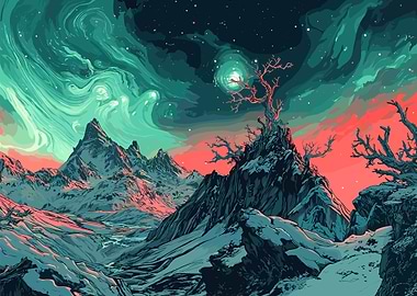 Mountainous Night Sky