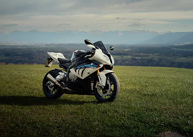 BMW S1000RR Motorcycle on Grassy Hill