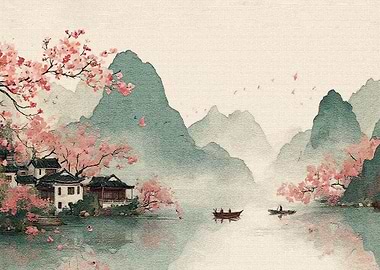 Japanese Watercolor Landscape