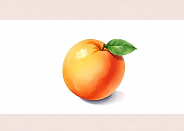 Illustration of a peach with leaf