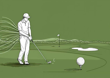 Golf Player Ready to Swing