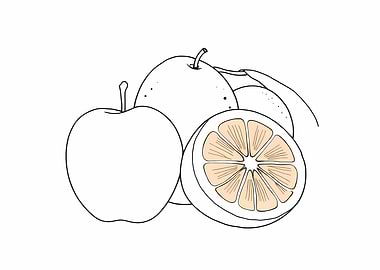 Apple and Orange Line Art