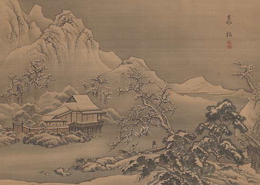 Snowy Mountain Landscape Painting