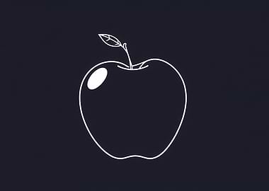 White Apple Outline on Dark Background