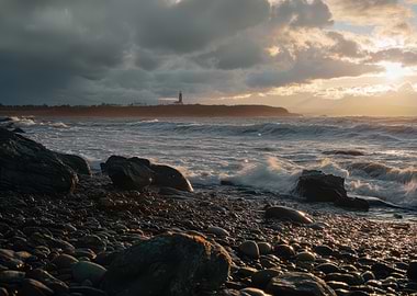 Coastal Lighthouse at Sunset