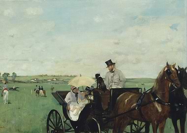 Horse-Drawn Carriage in a Field