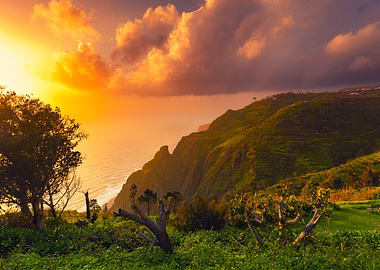 Sunset Over Coastal Cliffs, Madeira