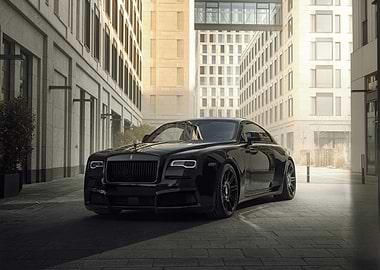 Black Rolls Royce in Cityscape