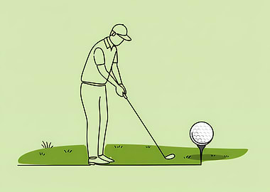 Golf Player Ready to Swing