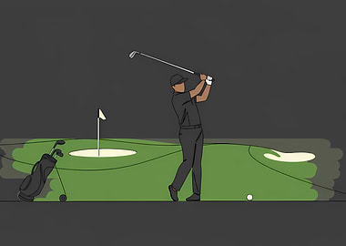 Golf Swing Minimalist Illustration