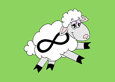 Cartoon Counting Sheep with Infinity Symbol