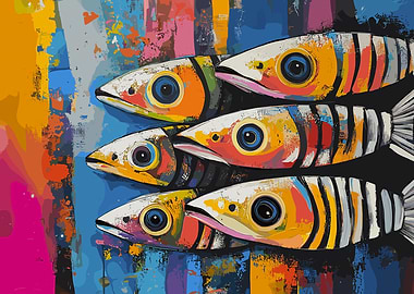 Pop Art Colorful Fish Painting