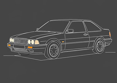 Classic Car Outline on Dark Background