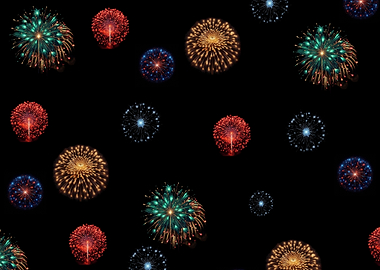 Fireworks Display on Black Background