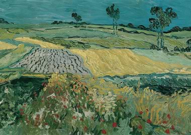 Wheat Field with Flowers Painting