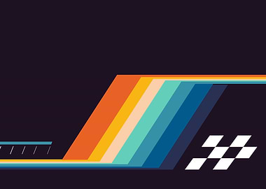 Retro Racing Stripes with Checkered Flag