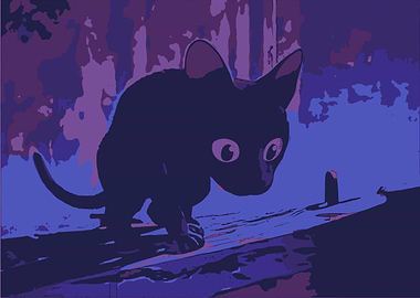 Stylized Black Cat Illustration