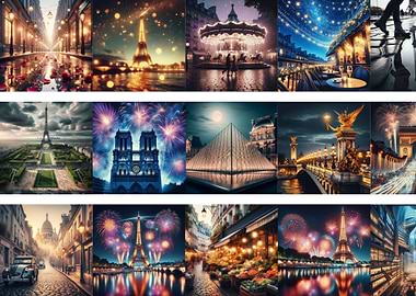 Parisian Landmarks Collage