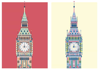 Big Ben Tower Colorful Illustration