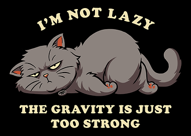 Lazy Cat Funny Illustration