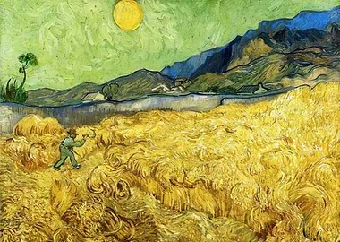 Wheatfield with Reaper by Vincent van Gogh