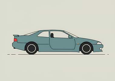 Teal Car Illustration