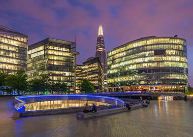 London cityscape at dusk with The Shard