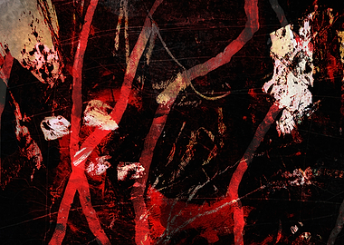 Lost Forest Abstract Red and Black Painting