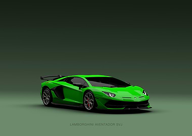 Green Lamborghini Aventador SVJ