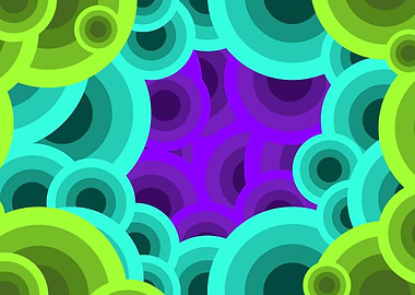 Abstract Circles: Green, Blue, and Purple