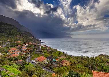 Coastal Village Under Stormy Skies, Madeira