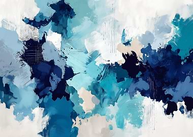 Abstract Blue and White Painting
