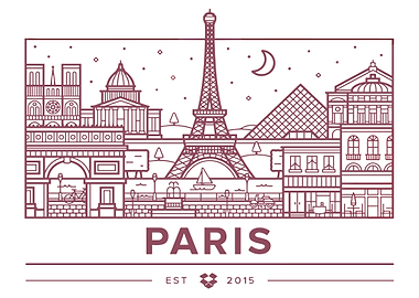 Paris Skyline Line Art