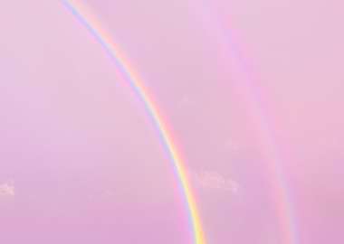 Double Rainbow in Pink Sky