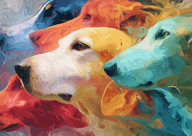 Colorful Dogs Painting