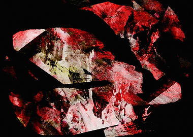 Abstract Red and White on Black