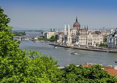 Budapest Parliament Building and Danube River