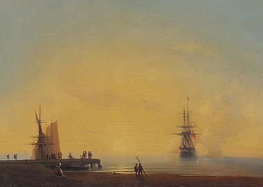 Seascape with Ships and Figures