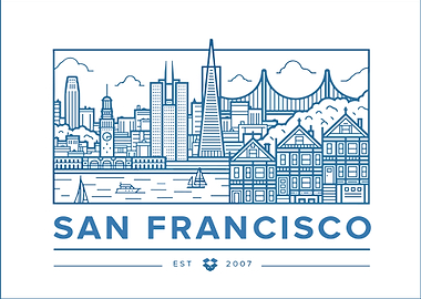 San Francisco Skyline Line Art