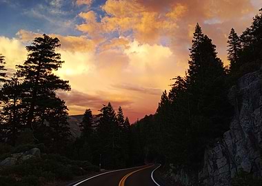 Mountain Road at Sunset