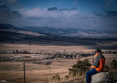 Man with VR headset overlooking the Front Range