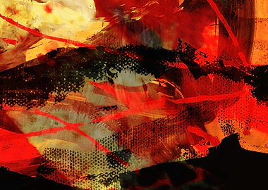 Abstract Red and Black Art