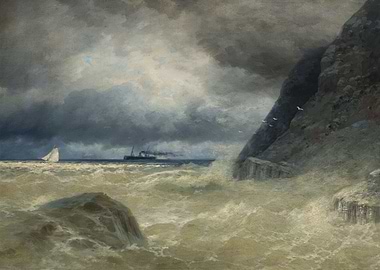 Seascape with Ships and Rocky Coast
