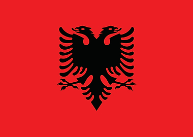 Albanian Flag with Double-Headed Eagle