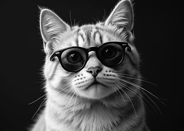Cat with Glasses Portrait