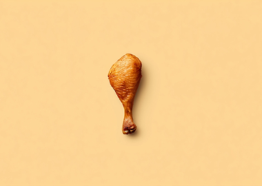 Roasted Chicken Leg on Beige Background